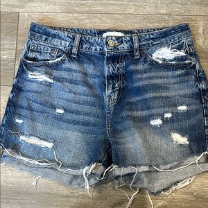SUMMER SALE!!!!!! 50% OFF! KanCan Blue Distressed Jean Shorts with Frayed Hem